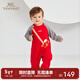 英氏（YEEHOO）嬰兒衣服男女寶寶春秋季暖感加絨連體衣寶寶新年賀歲拜年衣服 吉祥福袋【斜襟哈款】 80cm