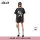 DZZIT地素時(shí)尚T恤連衣裙春秋繡花印花設計燙片工藝女 黑色 XS