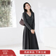 香影深灰色針織拼接連衣裙女2026春季新款氣質(zhì)v領(lǐng)假兩件收腰裙子 深灰 L 165/88A/110-125斤