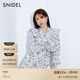 SNIDEL春夏淑女V領(lǐng)荷葉邊收腰系帶印花連衣裙SWFO241049 白色 S （0）