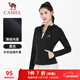 駱駝（CAMEL）連帽開(kāi)衫健身服女薄絨款跑步運動(dòng)外套 Y23CA4L0020A 黑色 XXL