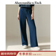 Abercrombie & Fitch美式保暖抓絨LOGO直筒運動(dòng)衛褲長(cháng)褲25秋冬新款女裝147-5115 海軍藍 S (165/72A)