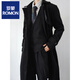 羅蒙（ROMON）秋冬季毛呢大衣黑色大衣加厚中長(cháng)款雙排扣風(fēng)衣學(xué)院外套男 黑色雙排扣大衣 單件大衣 L