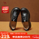 駱駝（CAMEL）小皮鞋女日常百搭單鞋粗跟休閑深口鞋 L25A504078 黑色  38 