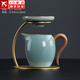 正揚功夫茶具茶漏過(guò)濾組銅制辦公易泡架茶水分離器家用青花陶瓷公道杯 天青汝窯鐵架過(guò)濾組