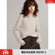 ELLE【100%綿羊毛】寬松圓領(lǐng)毛衣女2024冬裝新款新年慵懶軟糯毛針織衫 米咖 L