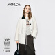 MO&Co.外套2025冬新品羔毛絨拼接素皮翻領(lǐng)機車(chē)風(fēng)中性襯衫廓形MBE4COTT24 米白色 S /160
