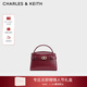 CHARLES&KEITH鱷魚(yú)紋凱莉包手提斜挎婚包包女包生日禮物新年禮物CK2-50270880-1 Burgundy葡萄酒紅色 S