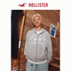 HOLLISTER【街頭風(fēng)】美式25秋冬保暖抓絨印花衛衣男女322-5401 灰色 XL (180/116A)
