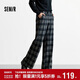 森馬（Semir）休閑褲女冬格子加絨長(cháng)褲寬松2025鹽系復古潮流闊腿褲109725127005