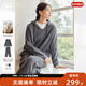 對白【AN大碼系列】慵懶連帽針織毛衣套裝冬季微胖mm茶系穿搭一整套 碳灰色 3XL 建議體重160-180