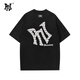 PNJ新款潮牌純棉重磅短袖T恤男女夏季純棉圓領(lǐng)百搭時(shí)尚印花寬松上衣 黑色 XL