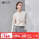 G2000【飄帶設計/肌理感/商場(chǎng)同款】女2025秋冬舒適長(cháng)袖休閑襯衫 飄帶立領(lǐng)-柔滑-亞麻色 M （36）