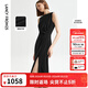朗姿醋酸赫本風(fēng)高級感設計感小黑裙女夏新款連衣裙吊帶背心裙 黑色2 S