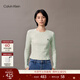 Calvin KleinJeans春秋女士休閑簡(jiǎn)約ck字母辣妹正肩羅紋打底衫長(cháng)袖T恤上衣