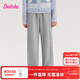 笛莎（DEESHA）童裝女童加絨長(cháng)褲2025冬季新款中大童女孩寬松休閑闊腿褲 灰色 160