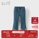 戴維貝拉（DAVE＆BELLA）兒童褲子女童牛仔褲中大童秋冬加絨長(cháng)褲微喇褲