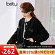 betu百圖女裝冬季新款短外套圓領(lǐng)復古時(shí)尚外套長(cháng)袖短外套女2211T84 黑色 S
