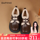 達芙妮官方加絨樂(lè )福鞋女2025秋冬新款學(xué)院風(fēng)毛毛鞋百搭小皮鞋保暖雪地靴 棕色【加絨款】 37