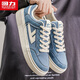 回力男鞋2026春季新款男士帆布鞋透氣低幫百搭平底學(xué)生休閑潮板鞋子男 牛仔藍 42