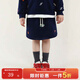 允兒媽春季百搭刺繡純棉衛衣運動(dòng)短裙套裝女童春秋上衣兒童半裙潮 藏藍色半身裙 現貨 100 模特試穿