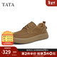 他她（TATA）商務(wù)復古休閑皮鞋男士棕色真皮厚底單鞋2025春新VMG01AM5 黃棕 40