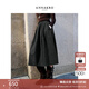 玖姿·安娜蔻優(yōu)雅靜奢迪木爾風(fēng)松緊腰格雷灰半身傘裙女2025冬季新款 黑灰 L