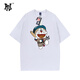 PNJ新款短袖T恤男女款夏季寬松圓領(lǐng)純棉上衣服小眾設計卡通圖案印花 白色 L