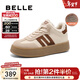 百麗（Belle）高幫板栗復古德訓鞋女款運動(dòng)休閑小白鞋子A6N5DAM5 米白 37 (235mm)
