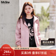 MsShe【夾棉加厚棉衣連帽外套】大碼女裝2025秋冬裝胖mm巨顯瘦棉服外套 風(fēng)衣-適中-柔霧粉色現貨 2XL