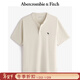 Abercrombie & Fitch經(jīng)典小麋鹿圖案男裝25夏季美式重磅寬松亨利領(lǐng)短袖T恤 奶油色 L (180/108A)尺碼偏大
