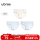 ubras動(dòng)物印花純棉內褲女7A抗菌透氣襠可愛(ài)中低腰少女生三角短褲 漣漪藍色+漣漪藍色+白色 3條 L