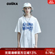 古由卡（GUUKA）xSANK聯(lián)名短袖t恤女寬松潮牌2025秋冬嘻哈情侶印花五分袖運動(dòng)打底 白色 F3887 M