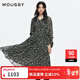 moussy 【劉亦菲同款】南法度假風(fēng)碎花浪漫優(yōu)雅連衣裙028ISX33-3711 020黑色 S