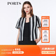 PORTS寶姿 春夏新品女裝圓領(lǐng)短袖袖條紋針織外套LA8J066FFT004 黑色條紋 S (4)