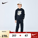 NIKE3BRAND 耐克男女童紅色拜年服2件套兒童純棉毛圈衛衣+褲子套裝
