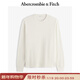 Abercrombie & Fitch美式復古舒適百搭純色華夫格圓領(lǐng)長(cháng)袖T恤25春季男裝124-4532 象牙白 M (180/100A)