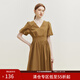范思藍恩23FS12704/12715長(cháng)短款V領(lǐng)氣質(zhì)收腰通勤連衣裙女夏季新款 焦糖色短款 S