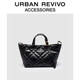 URBAN REVIVO2026春季新款女士菱格托特單肩斜挎包UAWB60034+ 黑色