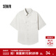 森馬（Semir）短袖T恤男裝純棉襯衣外套戶(hù)外工裝做舊水洗夏季上衣時(shí)尚百搭 香草白10711 S