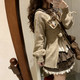 閃動(dòng)少女甜美洛麗塔lolita秋套裝薄荷色可愛(ài)毛衣襯衣短裙三件套 咖色短裙 S