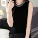 莫代爾吊帶背心女無(wú)袖打底衫春秋款西裝內搭釘珠小香風(fēng)針織衫上衣 黑