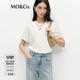 MO&Co.短袖T恤春可拆卸愛(ài)心項鏈解構剪口圓領(lǐng)MBE1TEE023 本白色 XS 155
