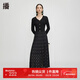 播美拉德倪妮同款針織連衣裙女春季新款設計感拼接長(cháng)裙BDQ3LD0421 K41黑色格 S