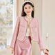 白鹿語(yǔ)春秋小香名媛風(fēng)短外套設計感織帶裝飾通勤上衣女 粉色 XL 