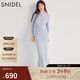 SNIDEL春夏優(yōu)雅掛脖蝴蝶結系帶露肩針織連衣裙SWNO251064 藍紫色 均碼