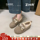 ZHR勃肯鞋女2025新款平底加絨樂(lè )福鞋子女保暖雪地棉靴女EH258B卡其37