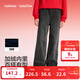巴拉巴拉【balaOne】童裝女童春秋牛仔褲直筒寬松紅色新年拜年長(cháng)褲 牛仔水洗黑98201 160