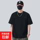 2026新款【立體壓褶鉚釘】寬松休閑男士T恤短袖男生衣服感 黑色 常規 高品質(zhì) 2XL 建議140-160斤