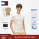TOMMY JEANS【兩件裝】春夏男裝純棉平紋針織純色修身打底衫短袖上衣T恤 卡其色/白色0XV S